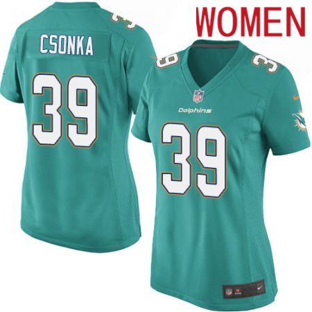 Women Miami Dolphins #39 Larry Csonka Nike Green Game NFL Jersey->women nfl jersey->Women Jersey